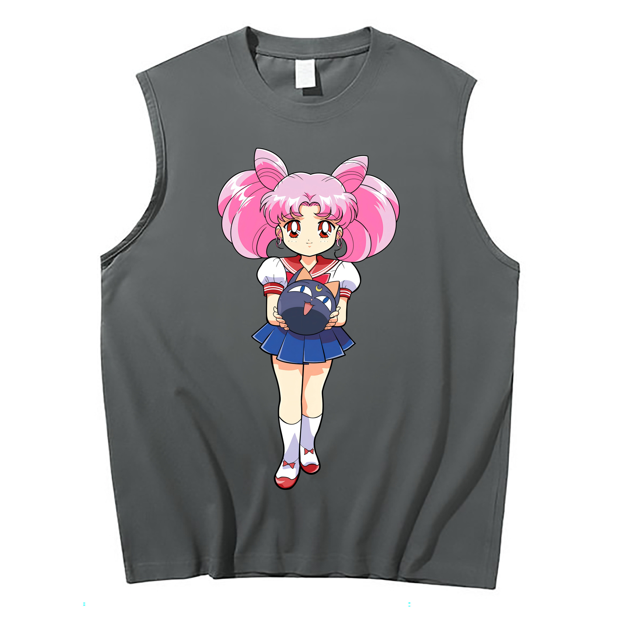 （画像用） 美少女戦士セーラームーン ちびうさ Sailor Moon Chibiusa Tsukino Usagi Small Lady Serenity コットン100％タンクトップ（フロントプリント）